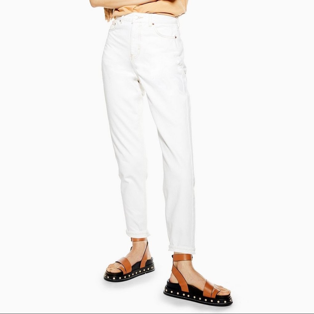 topshop white tapered mom jeans